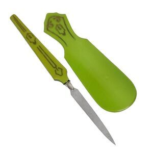 Vintage Vanity Nail File Shoe Horn Green Celluloid